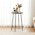 Table de bar industrielle ronde avec cadre en métal – Marron / Noir / Érable / Café – Simple