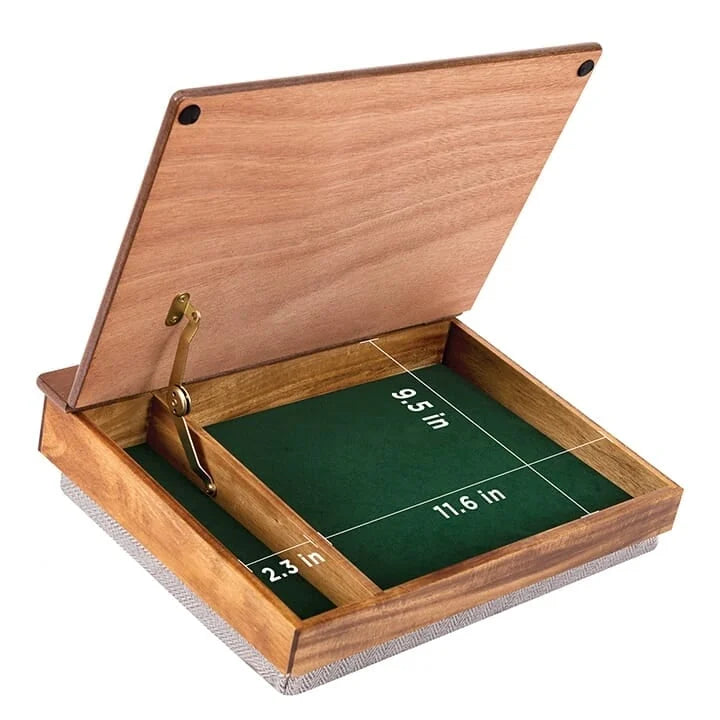 Écrit Java / Dessus en acacia naturel Style vintage avec rangement, porte-crayon et base coussinée – Une unité