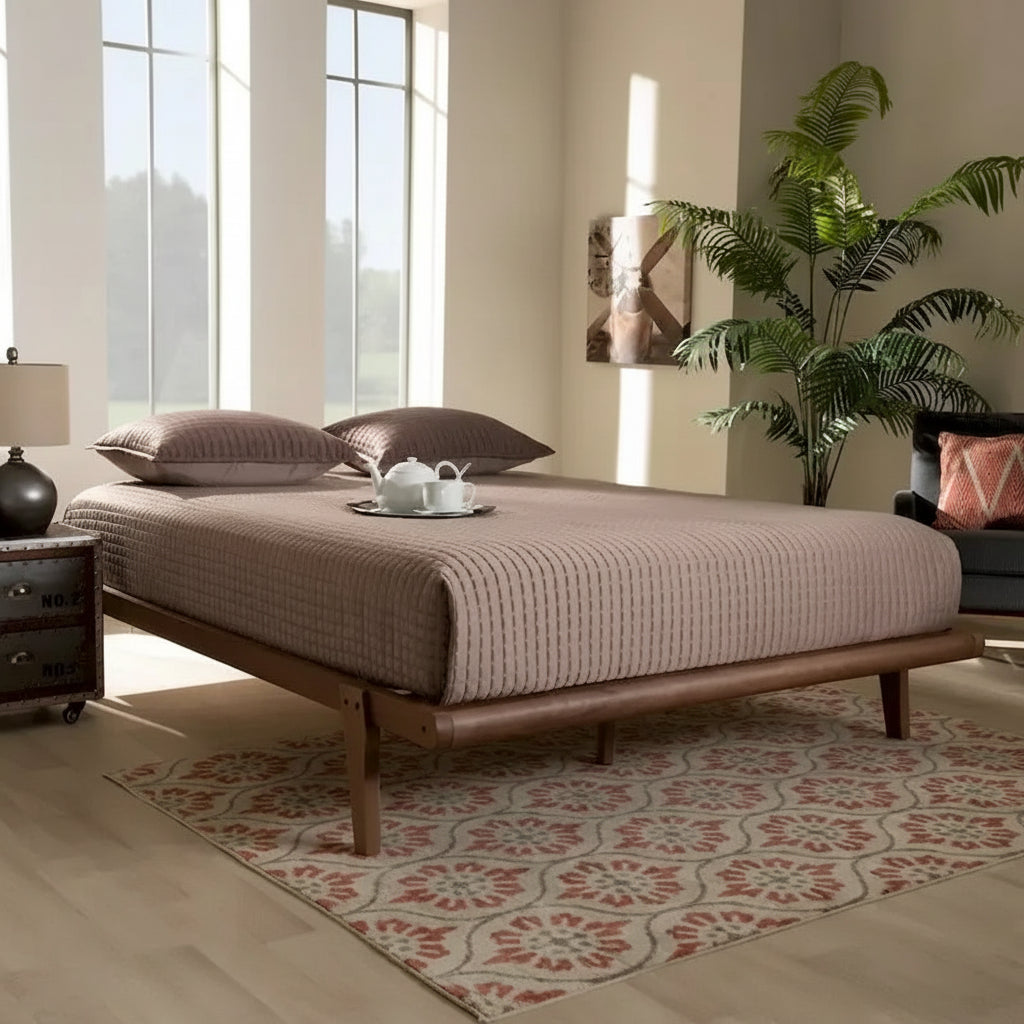 Carson Carrington Ulva Walnut Wood Platform Bed Frame