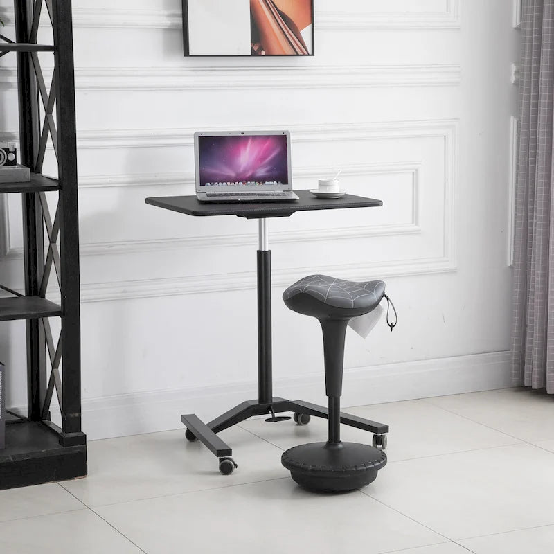 Tabouret selle ergonomique gris réglable en hauteur avec rotation à 360° et vérin à gaz – Siège unique