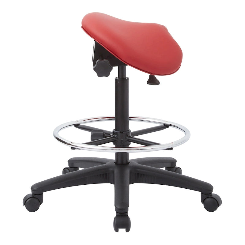 Tabouret à selle sans dossier réglable en hauteur avec roulettes – Java / Gris / Rouge à lèvres / Sauge / Neige / Chamois / Bleu / Noir – Siège unique