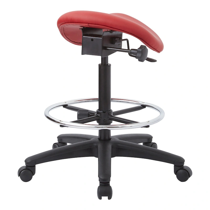 Tabouret à selle sans dossier réglable en hauteur avec roulettes – Java / Gris / Rouge à lèvres / Sauge / Neige / Chamois / Bleu / Noir – Siège unique