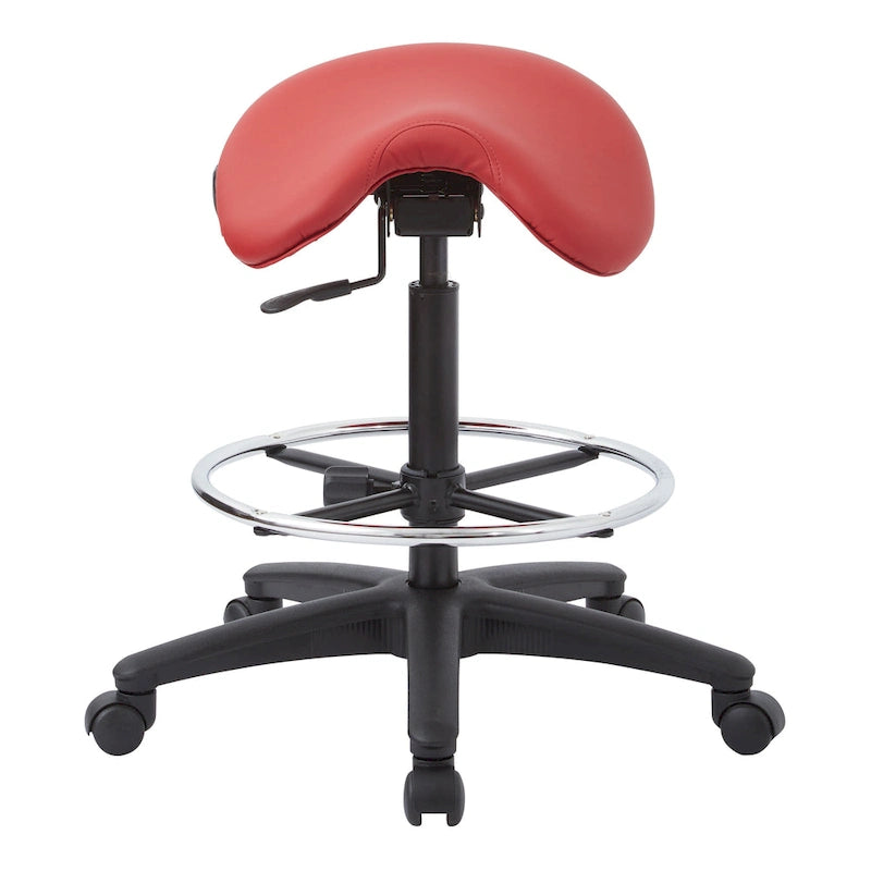 Tabouret à selle sans dossier réglable en hauteur avec roulettes – Java / Gris / Rouge à lèvres / Sauge / Neige / Chamois / Bleu / Noir – Siège unique