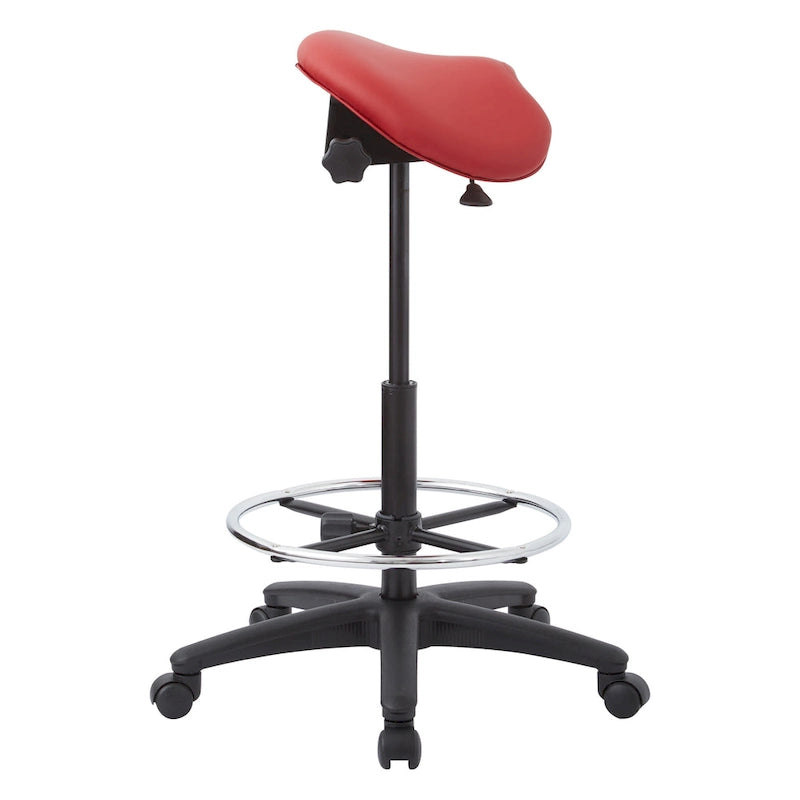 Tabouret à selle sans dossier réglable en hauteur avec roulettes – Java / Gris / Rouge à lèvres / Sauge / Neige / Chamois / Bleu / Noir – Siège unique