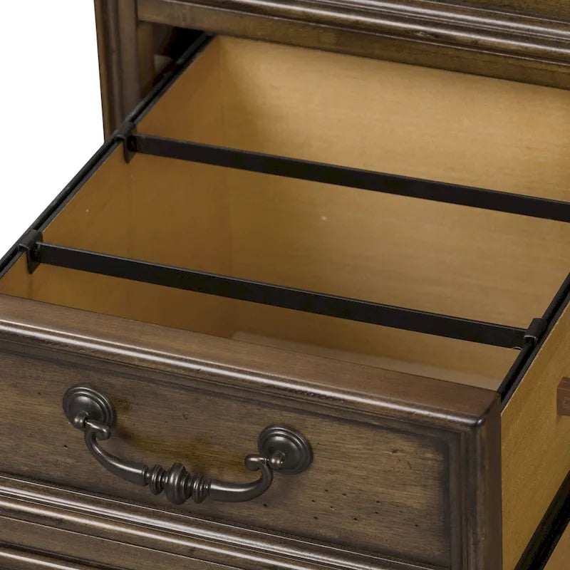 Bureau de direction junior traditionnel Antique Toffee à 7 tiroirs et tiroirs de classement verrouillables – Unité unique