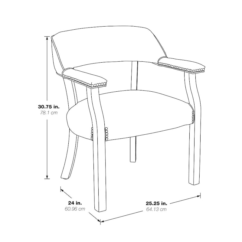 Chaise Visiteur Traditionnelle Acajou / Rouge Sang de Bœuf avec Dossier Enveloppant, Garniture Cloutée et Revêtement Vinyle – Siège Unique