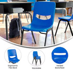 Chaise de salle de classe empilable Flash Furniture HERCULES résistante et confortable avec cadre thermolaqué, dossier et assise ergonomiques