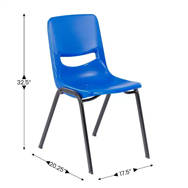 Chaise de salle de classe empilable Flash Furniture HERCULES résistante et confortable avec cadre thermolaqué, dossier et assise ergonomiques
