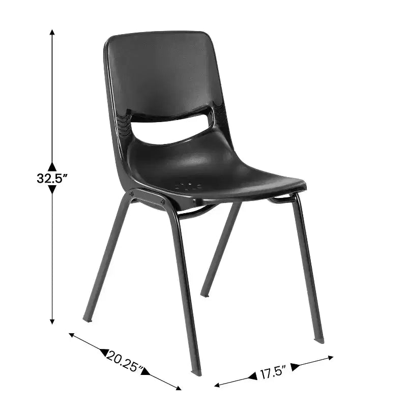 Chaise de salle de classe empilable Flash Furniture HERCULES résistante et confortable avec cadre thermolaqué, dossier et assise ergonomiques
