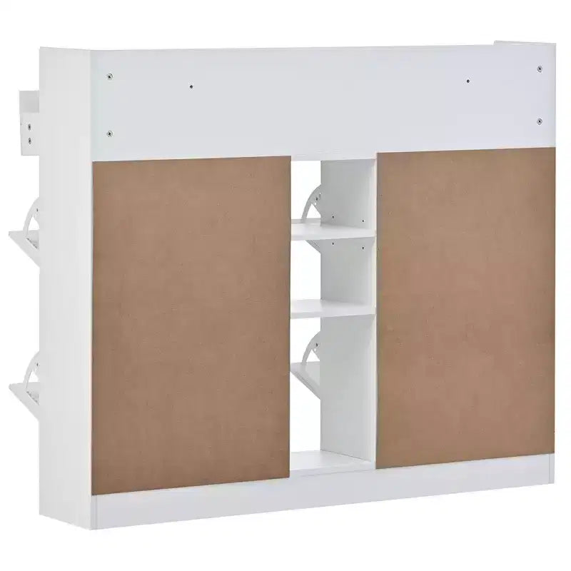 Meuble à chaussures avec 4 tiroirs basculants, organisateur de rangement de chaussures multifonctionnel à 2 niveaux avec tiroirs, étagère à chaussures autoportante pour l'entrée, blanc