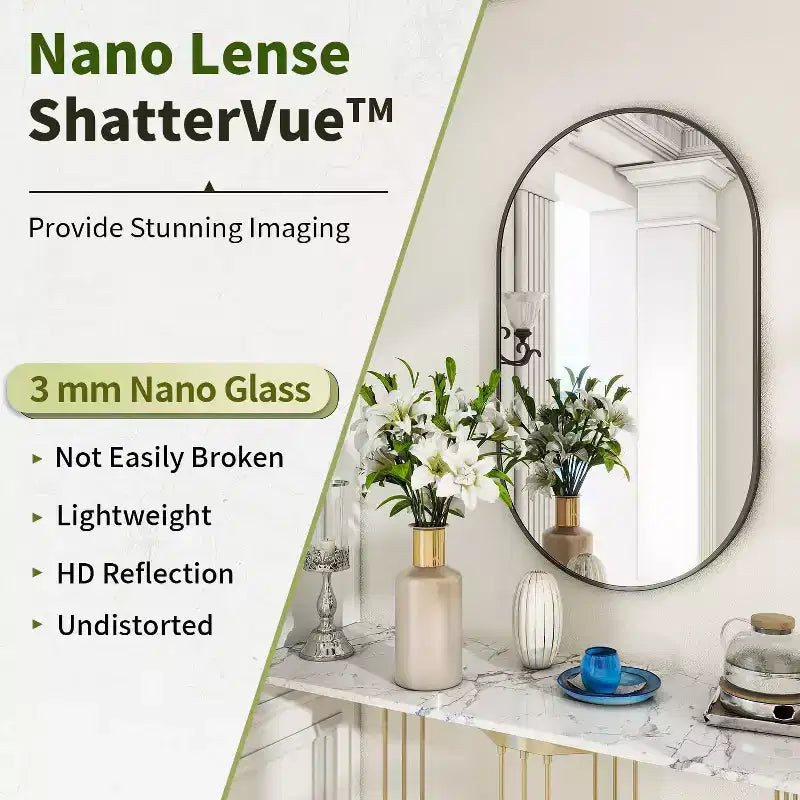HOMLUX 20x36/22x38 Oval Pill Mirror Wall Mount Full Length Bathroom Mirror Horizontal Vertical