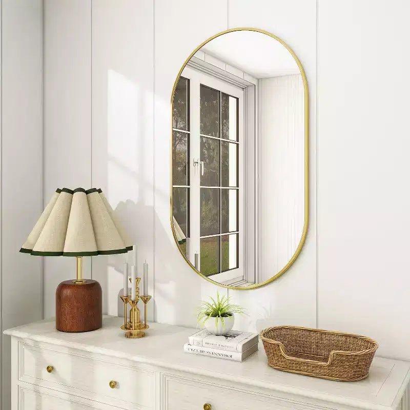 HOMLUX 20x36/22x38 Miroir Ovale Mural de Salle de Bain Grand Format Horizontal Vertical