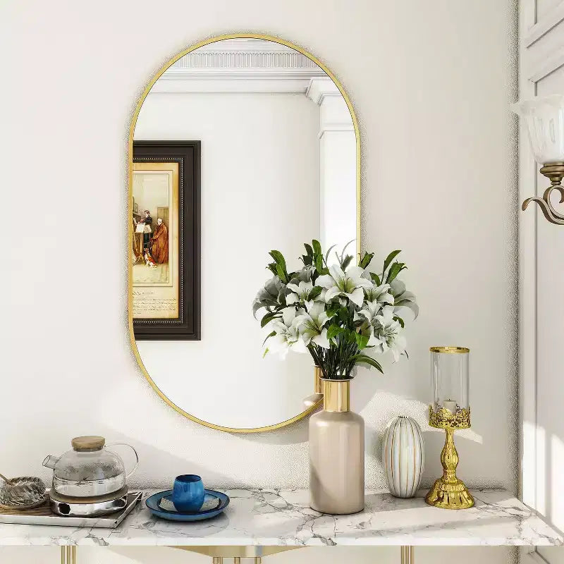 HOMLUX 20x36/22x38 Miroir Ovale Mural de Salle de Bain Grand Format Horizontal Vertical