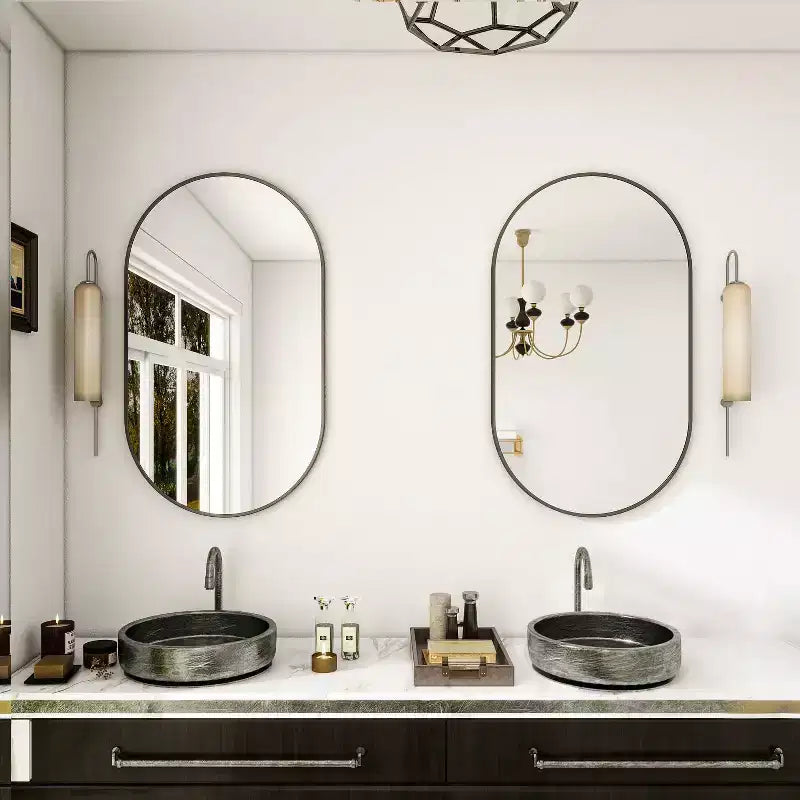 HOMLUX 20x36/22x38 Miroir Ovale Mural de Salle de Bain Grand Format Horizontal Vertical