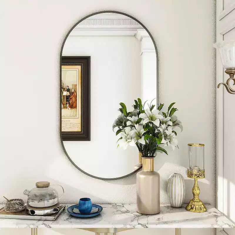 HOMLUX 20x36/22x38 Miroir Ovale Mural de Salle de Bain Grand Format Horizontal Vertical