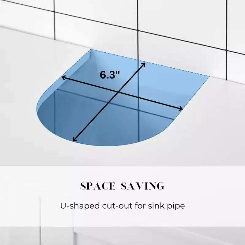 Meuble sous-lavabo de salle de bain Evideco avec 2 portes et étagère, sans pied, pour lavabo non suspendu