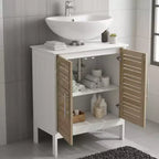 Meuble sous-lavabo de salle de bain Evideco avec 2 portes et étagère, sans pied, pour lavabo non suspendu