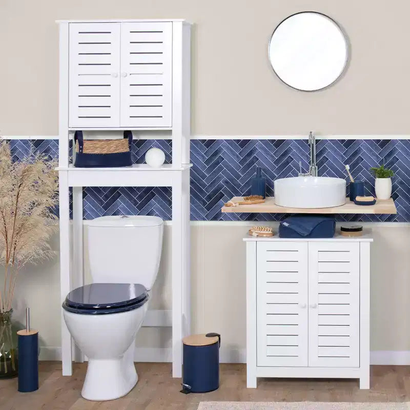 Meuble sous-lavabo de salle de bain Evideco avec 2 portes et étagère, sans pied, pour lavabo non suspendu