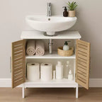 Meuble sous-lavabo de salle de bain Evideco avec 2 portes et étagère, sans pied, pour lavabo non suspendu