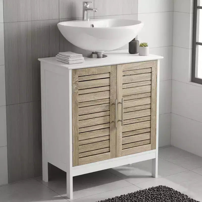 Evideco French Home Goods Under Sink Bathroom Cabinet with 2 Doors and Shelf, Non Pedestal Sink Bathroom Vanity