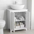 Meuble sous-lavabo de salle de bain Evideco avec 2 portes et étagère, sans pied, pour lavabo non suspendu