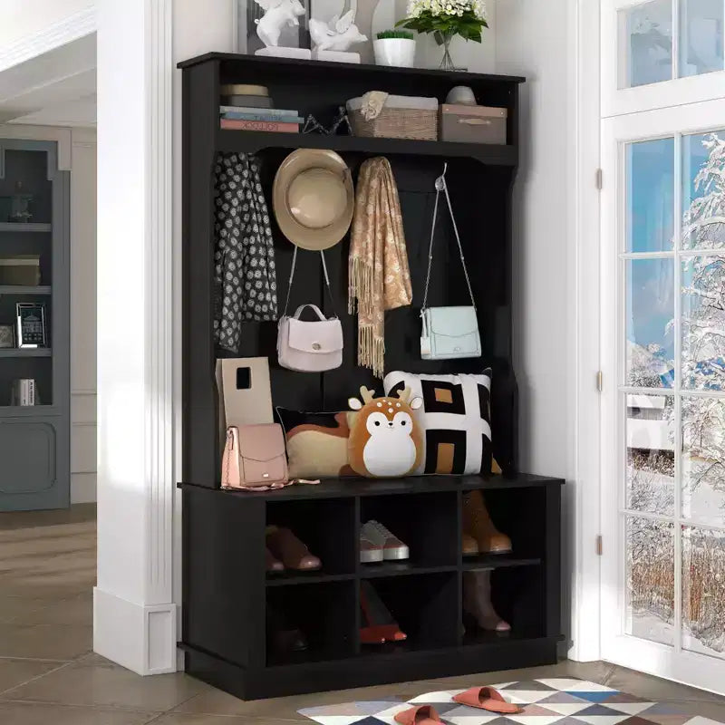 Meuble d'entrée Famapy, banc de rangement et étagère à chaussures