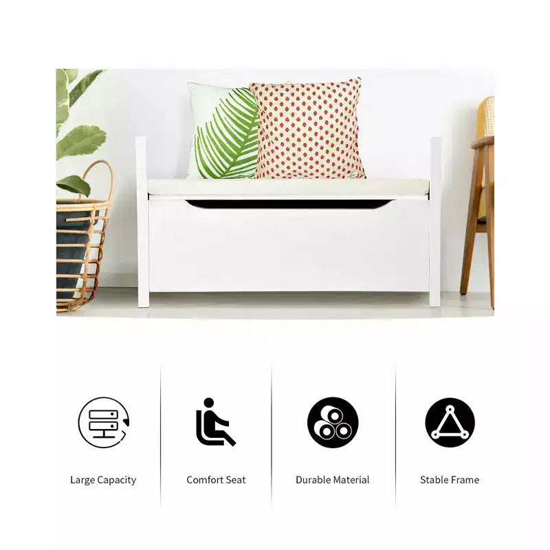 Banc à chaussures Costway avec étagère de rangement, coussin de siège, pouf pour chambre à coucher, couloir, entrée, noir/blanc