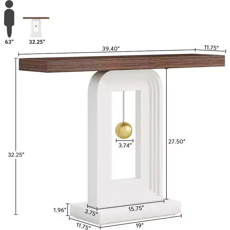 Console étroite Lantine Modern de 40 pouces avec base en forme de pendule