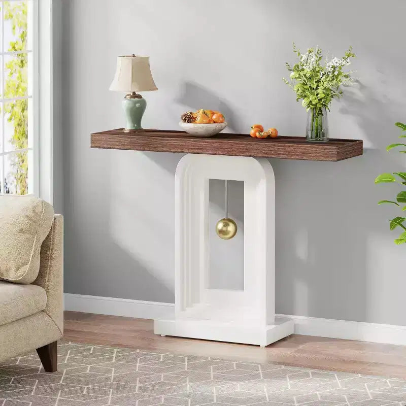 Console étroite Lantine Modern de 40 pouces avec base en forme de pendule
