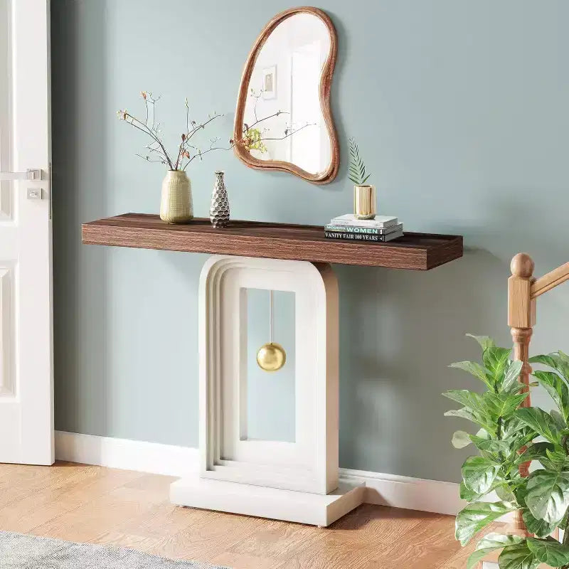 Console étroite Lantine Modern de 40 pouces avec base en forme de pendule