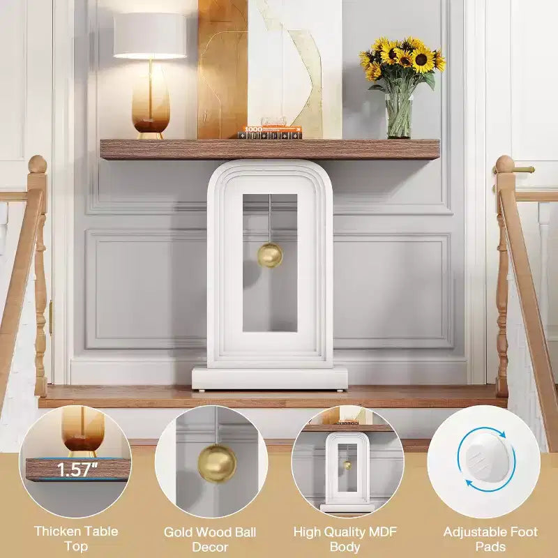 Console étroite Lantine Modern de 40 pouces avec base en forme de pendule