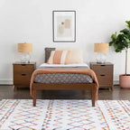 Lit plateforme jumeau et table de chevet Powell Pensy