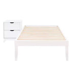 Lit plateforme jumeau et table de chevet Powell Pensy