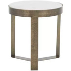Triss Round Accent Table - ACC4617A - White Marble/Antique Brass - Safavieh