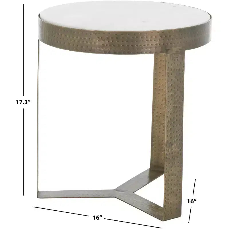 Table d'appoint ronde Triss - ACC4617A - Marbre blanc/Laiton antique - Safavieh