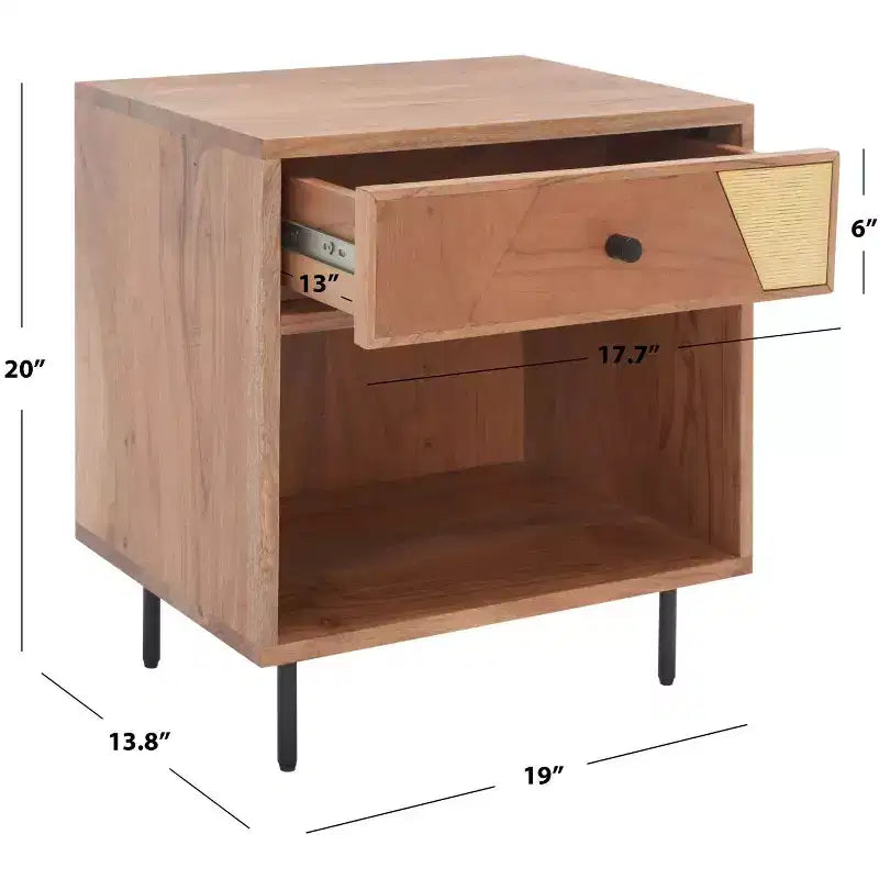 Table de Chevet Benford 1 Tiroir - NST9010 - Naturel/Or - Safavieh