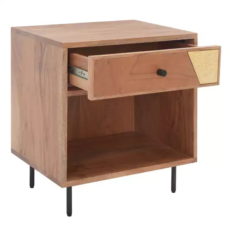Table de Chevet Benford 1 Tiroir - NST9010 - Naturel/Or - Safavieh