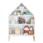 Étagère sur pied Steiner White Dollhouse à 8 compartiments pour livres ou figurines, avec pieds en hêtre