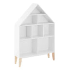 Étagère sur pied Steiner White Dollhouse à 8 compartiments pour livres ou figurines, avec pieds en hêtre