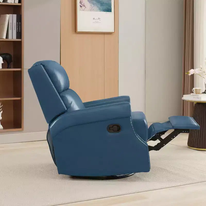 Hyleory Fauteuil à bascule inclinable pivotant 33.03'', en cuir, avec repose-pieds, pour salon, chambre à coucher, dossier haut ergonomique