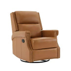 Hyleory Fauteuil à bascule inclinable pivotant 33.03'', en cuir, avec repose-pieds, pour salon, chambre à coucher, dossier haut ergonomique