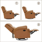 Hyleory Fauteuil à bascule inclinable pivotant 33.03'', en cuir, avec repose-pieds, pour salon, chambre à coucher, dossier haut ergonomique