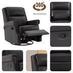 Hyleory Fauteuil à bascule inclinable pivotant 33.03'', en cuir, avec repose-pieds, pour salon, chambre à coucher, dossier haut ergonomique