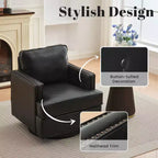 Hyleory Fauteuil pivotant, fauteuil d'appoint moderne en cuir de 81 cm de large, fauteuil club rembourré confortable pivotant à 360 degrés pour chambre d'enfant et salon