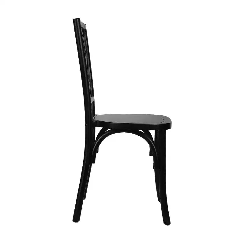 Chaise de salle à manger Merrick Lane en bois massif, empilable, avec dossier orné et finition élégante