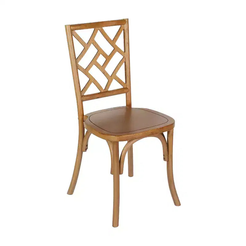 Chaise de salle à manger Merrick Lane en bois massif, empilable, avec dossier orné et finition élégante