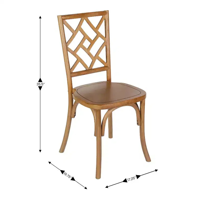 Chaise de salle à manger Merrick Lane en bois massif, empilable, avec dossier orné et finition élégante