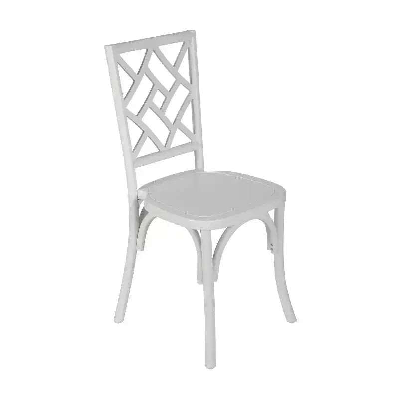 Chaise de salle à manger Merrick Lane en bois massif, empilable, avec dossier orné et finition élégante