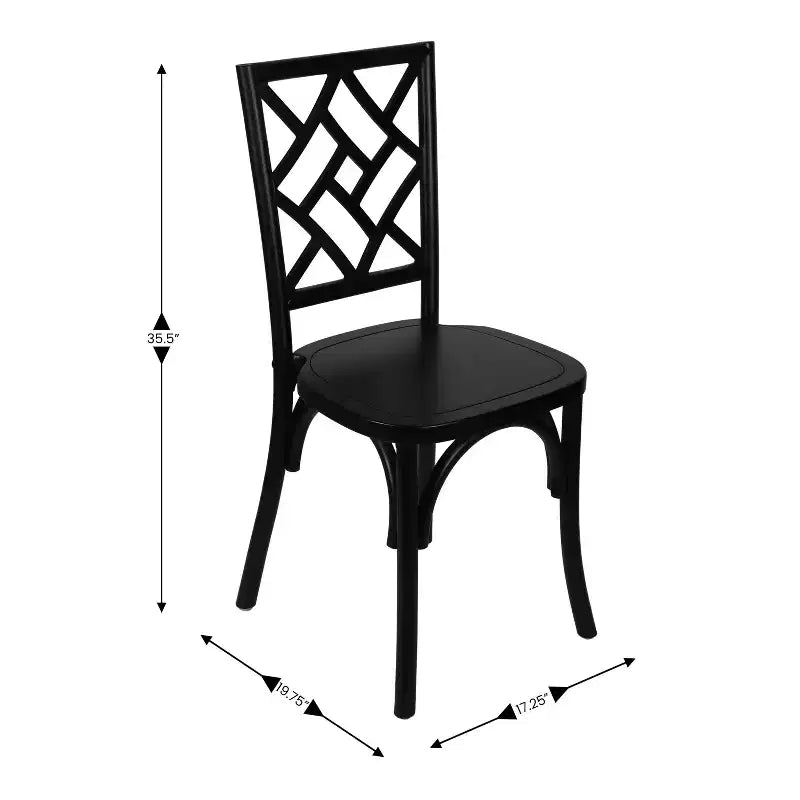Chaise de salle à manger Merrick Lane en bois massif, empilable, avec dossier orné et finition élégante