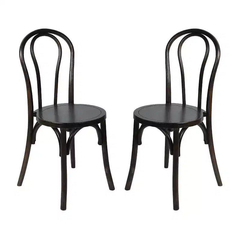 Emma et Oliver - Lot de 2 chaises de salle à manger empilables en bois massif style Thonet
